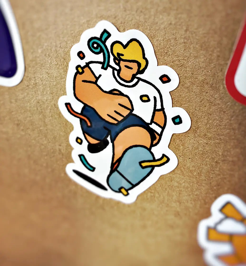 Boîte Run, Art & Box personnalisée avec des stickers illustrés.